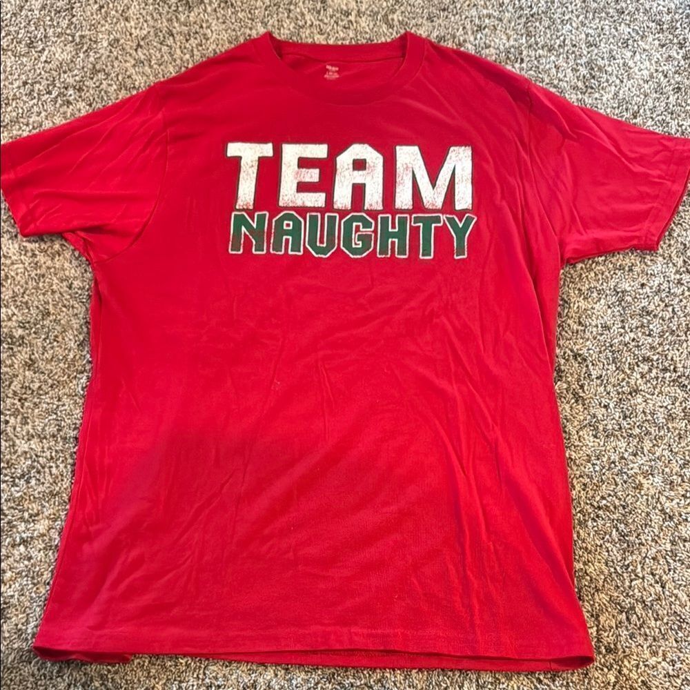 Red Team Naughty  T-Shirt - Ugly Christmas